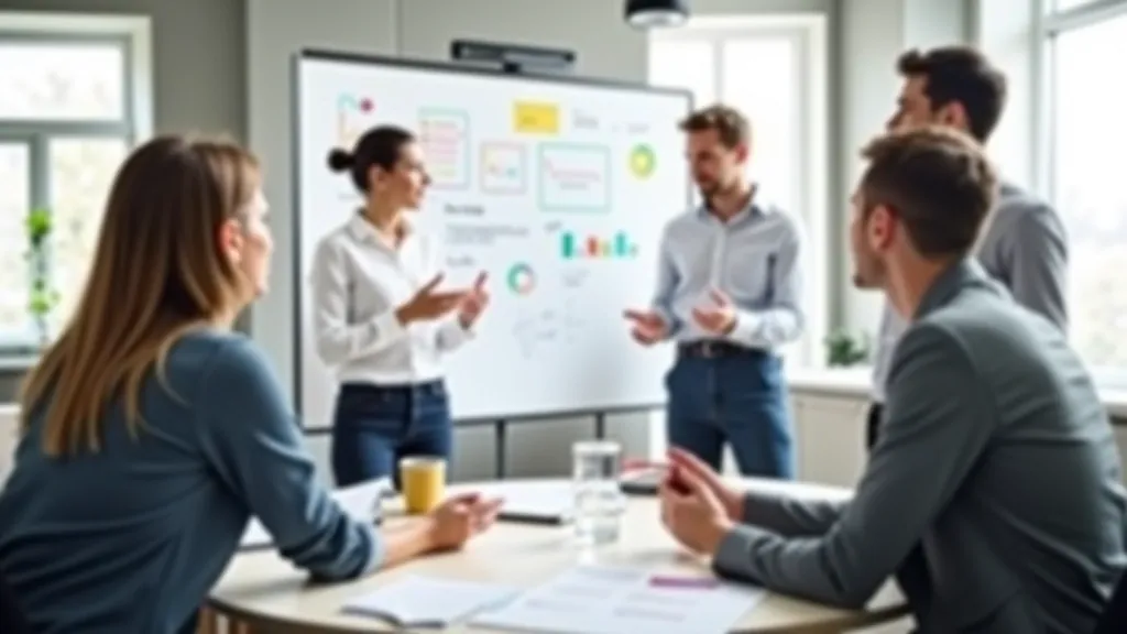 Jaunieši darba sesijā, diskusija par startupa ideju, modernus biroju interjers